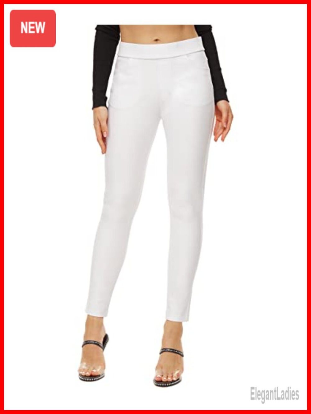 Ginasy Pull-On Dress Pants Women High Rise Skinny Stretch Business Casual